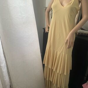 NWT Zara Light Yellow Layered Maxi Dress size large